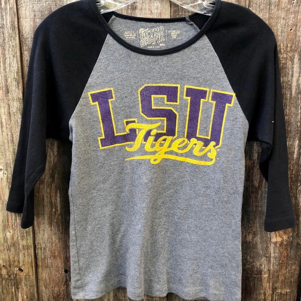 LSU Tigers grey henley top